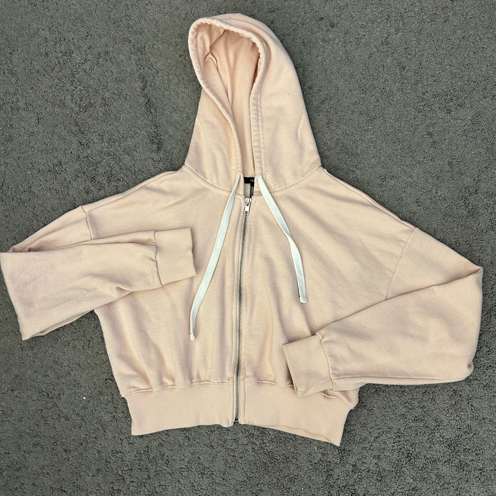 Forever 21 Light Pink Cropped Hoodie
